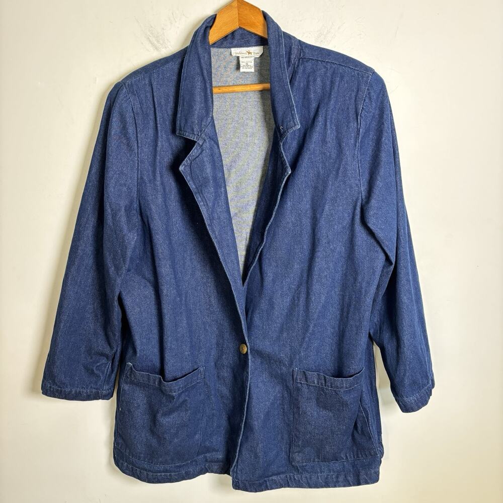 Vintage Women’s Hunter’s Run Denim Blazer Size M 100% Cotton Boho Western